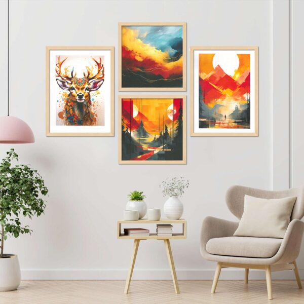 SET OF 4 DIGITAL WALL PAINTING